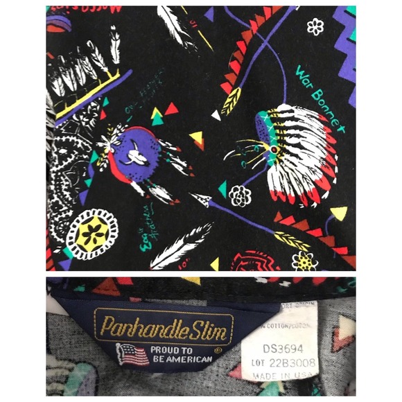 1990s Native American Print Button Up Western Shirt / Women's Medium - Picture 3 of 4